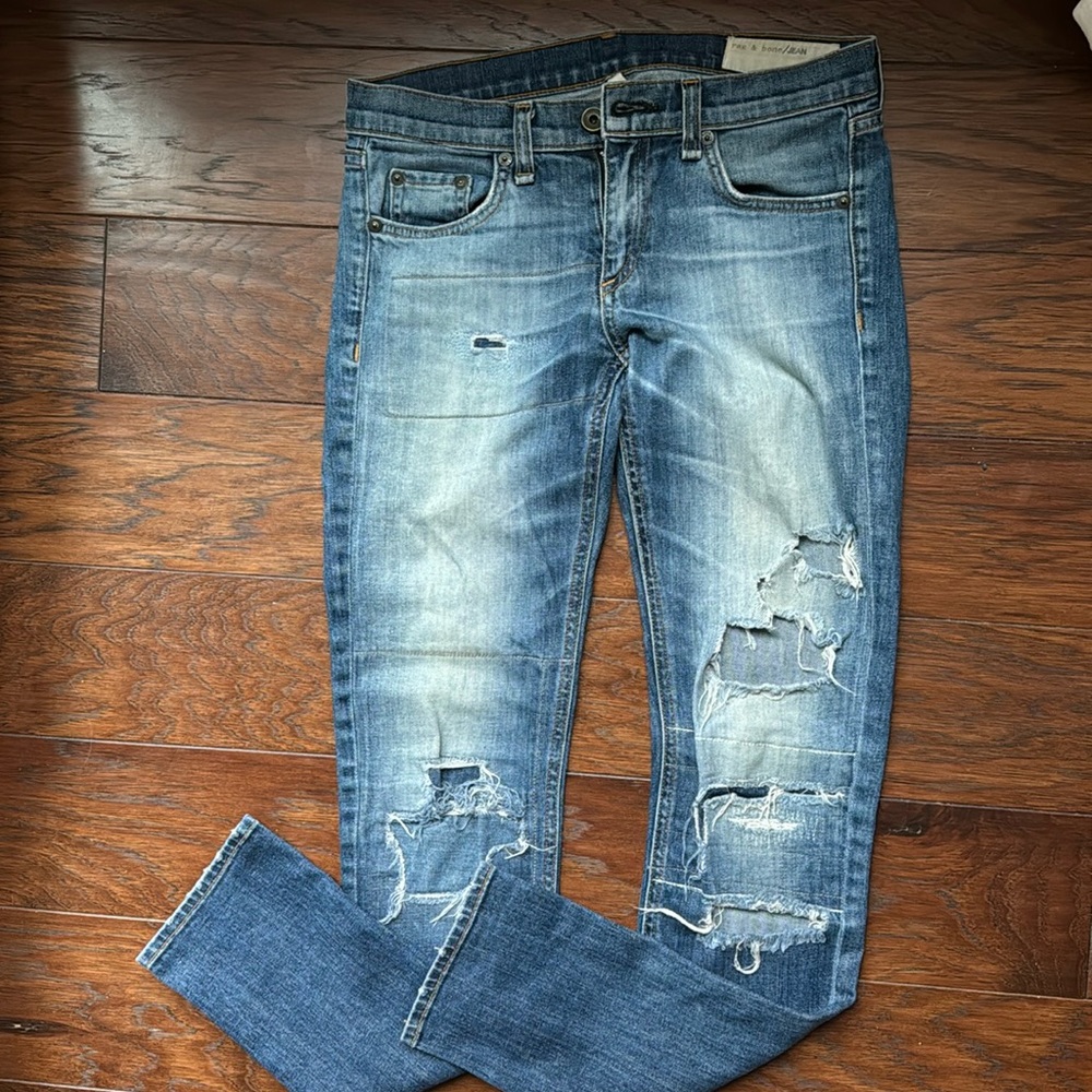 Rag and bone destroyed denim size 24